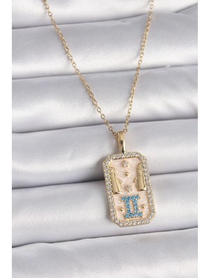 İsingir Shopping Çelik Gold Renk Zincir Ikizler Burcu Zirkon Taşlı Kadın Kolye