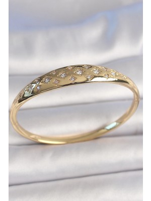 İsingir Shopping Pirinç Gold Renk Zirkon Taşlı Yıldız Işlemeli Kadın Kelepçe