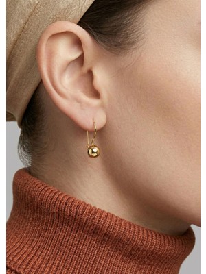 Bilezikci Parlak 14 Ayar Altın Sallantılı Top Küpe