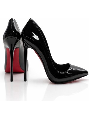 Hayy Shoes Siyah Rugan Stiletto Topuklu Ayakkabı