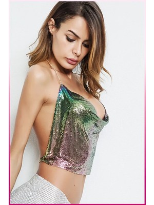 bebekokusu Parlak Gökuşağı Zırh Bustiyer, Zarif Parlak Crop