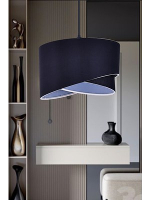 PremiumPort Elips 2 Katlı Kumaş Pasta Avize, Çocuk Odası, Yatak Odası, Salon, Mutfak, Hol