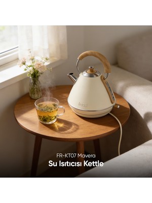 Fressi Retro Mavera 1,7 Litre Ahşap Kulp Detaylı Kettle Su Isıtıcısı FR-KT07