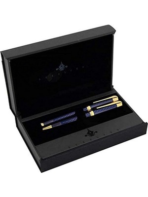 Steelpen Carens Serisi 266 Gold Mavi Dolma Kalem+Tükenmez Kalem
