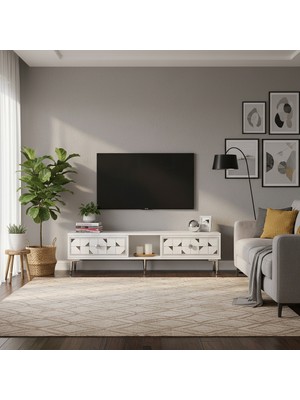 Ceneyra TSA1504BS- Moka Tv Stand 150CM Beyaz-Silver