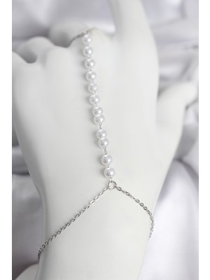 Youday Accessories 316L Çelik Gümüş Renk Sıralı Incili Model Kadın Şahmeran