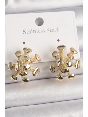 Youday Accessories Pirinç Gold Renk Virüs Figür Model Kadın Küpe