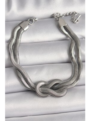 Youday Accessories 316L Çelik Gümüş Renk Düğüm Model Kadın Bileklik