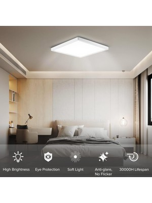 PremiumPort Modern 30X30 cm Kare LED Panel, 6500K Beyaz Işık, Ev ve Ofis Aydınlatması