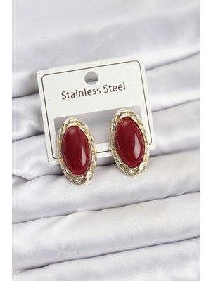 Youday Accessories Kırmızı Badem Model Vintage Kadın Küpe