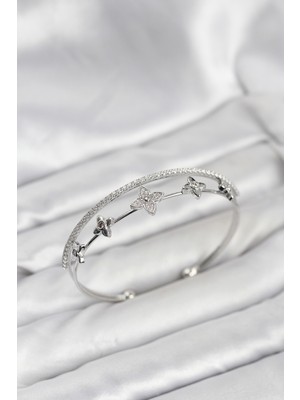 Youday Accessories Pirinç Gümüş Renk Çiçek Model Kadın Bileklik