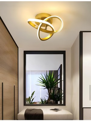 PremiumPort Modern Boomerang LED Avize, Gold Eskitme, Gün Işığı 4000K, Salon ve Mutfak Için