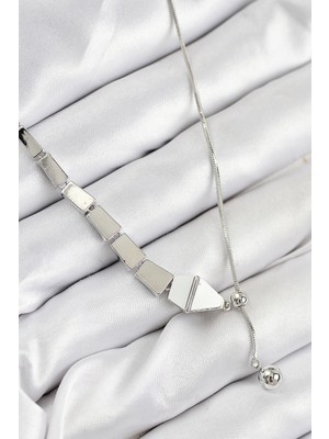 Youday Accessories Pirinç Yılan Model Gümüş Renk Asansörlü Kadın Kolye