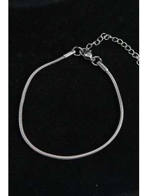 isiltikidsmoda 316L Çelik Oval Italyan Model Gümüş Renk Erkek Bileklik