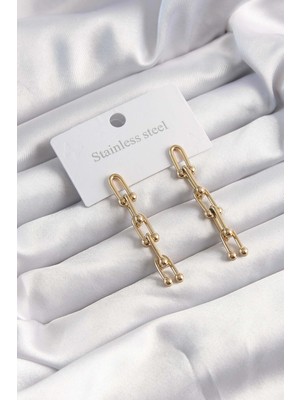 Youday Accessories 316L Çelik Altın Renk Sallantılı Model Küpe