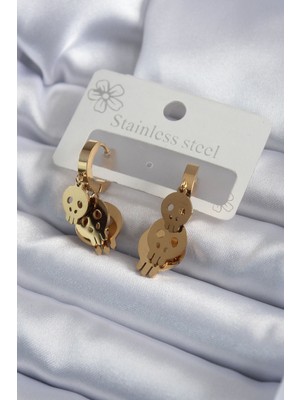 Youday Accessories 316L Çelik Gold Renk Sallantı Kuru Kafa Model Kadın Küpe