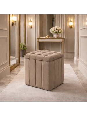 Muba Online Kapitoneli Dilimli “modern Kare Puf | Ayak Dinlendirme Taburesi | Dekoratif ve Rahat Yüksek Kalite”