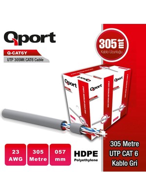Ronanna Qport Q-CAT6Y 305M Utp 0,57MM Cat6 23 Awg Grı Kablo