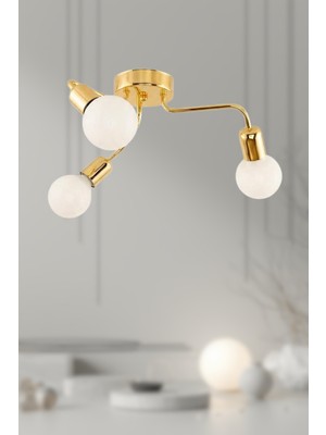 PremiumPort 3’lü Cam Küre Modern Avize, Salon ve Oturma Odası Dekoru