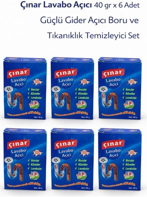 Bezos Çınar Lavabo Açıcı 40 gr x 6 Adet – Güçlü Gider Açıcı Boru ve Tıkanıklık Temizleyici Set