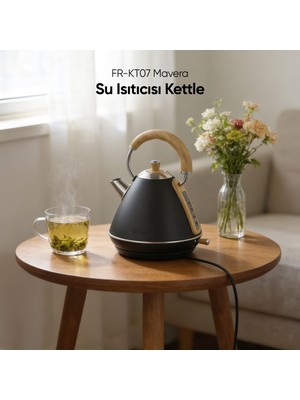 Fressi Retro Mavera 1,7 Litre Ahşap Kulp Detaylı Kettle Su Isıtıcısı FR-KT07