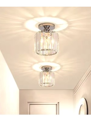 PremiumPort Modern Kristal Tavan Avizesi, Şık Gümüş Krom Kaplama ile Parlaklık Sunar