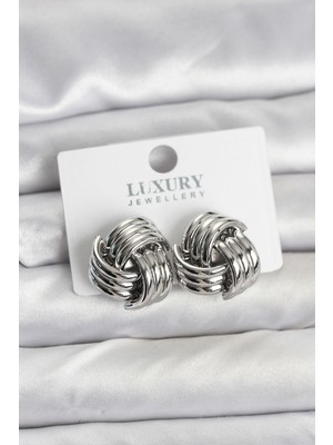 Youday Accessories Pirinç Sarmal Gümüş Renk Kadın Küpe