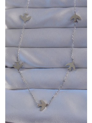 Youday Accessories 316L Çelik Gümüş Renk Kuş Model Kolye