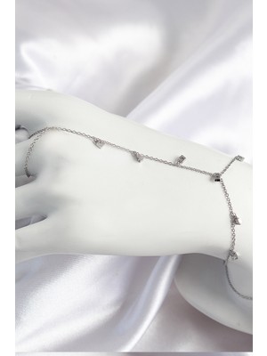 Youday Accessories Pirinç Zirkon Taşlı Sallantılı Model Gümüş Renk Kadın Şahmeran