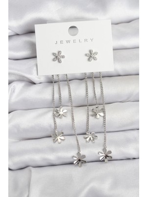 Youday Accessories Papatya Model Gümüş Renk Pirinç Sallantılı Kadın Küpe