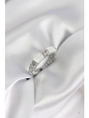 Youday Accessories Zirkon Taşlı Kemik Model Gümüş Renk Kadın Yüzük