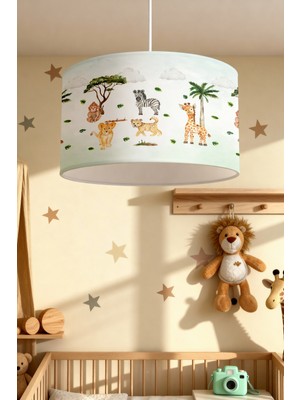 PremiumPort Renkli Yapraklar ve Safari Temalı Çocuk Odası Avize, Şık ve Eğlenceli Aydınlatma