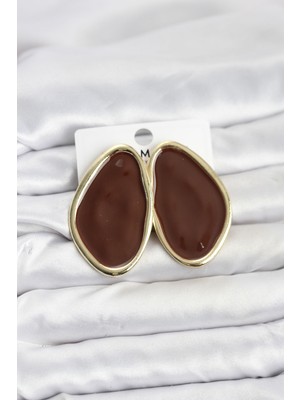 Youday Accessories Pirinç Kahverengi Mineli Damla Model Vintage Plaka Kadın Küpe