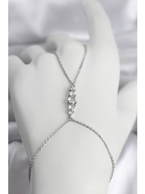 Youday Accessories Pirinç Gümüş Renk Zirkon Taşlı Kadın Şahmeran