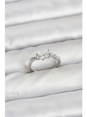 Youday Accessories Kelebek Model Gümüş Renk Pirinç Kadın Yüzük