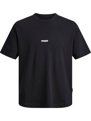 Jack Jones Jcoclub Small Front Prınt Tee Ss Crew Erkek Siyah Tshirt 12298984-02