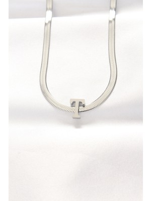Youday Accessories 316L Çelik T Harfli Silver Renk Italyan Zincirli Kolye