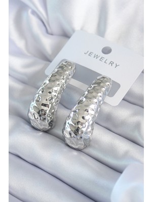 Youday Accessories Gümüş Renk Işleme Detay Pirinç Kadın Küpe