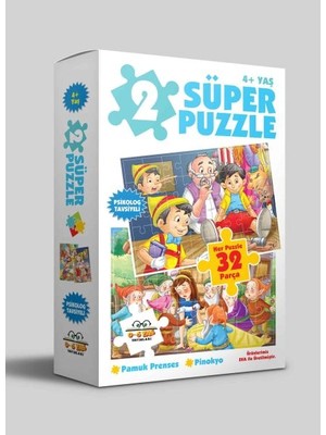0-6 Yaş Yayınları 2 Süper Puzzle - Pamuk Prenses - Pinokyo 4+ Yaş