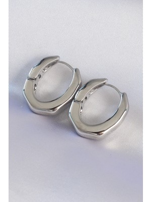 Youday Accessories Pirinç Gümüş Renk Kalın Kemik Model Küpe