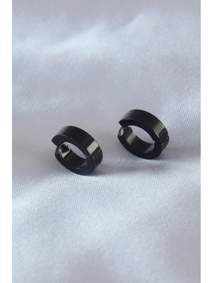 Youday Accessories Çelik Siyah Renk Sıkıştırmalı Erkek Küpe