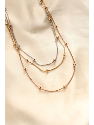 Youday Accessories 316L Çelik Karışık Renkli Topçuk Tasarımlı Çoklu Kolye