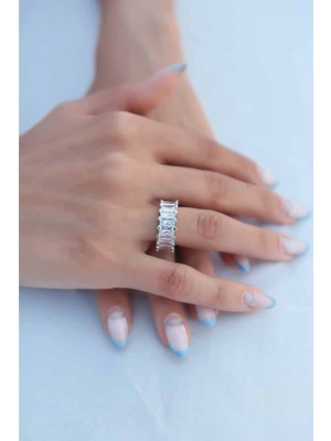 isiltikidsmoda Zirkon Taşlı Gümüş Renk Baget Kadın Yüzük