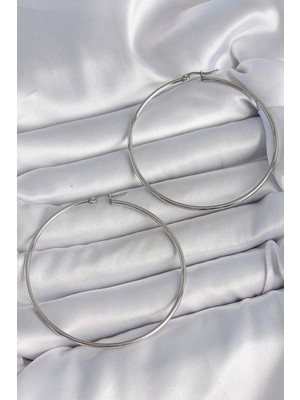 Youday Accessories 316 Çelik Gümüş Renk 63 mm Halka Model Kadın Küpe