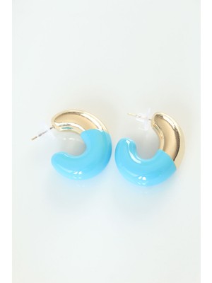 Youday Accessories Ccb Mavi Gold Çift Renk Küpe