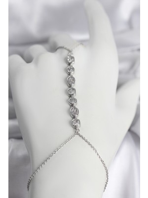 Youday Accessories Pirinç Gümüş Renk Sıralı Zirkon Taşlı Kadın Şahmeran