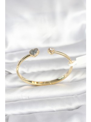 Youday Accessories Pirinç Gold Renk Kalpli Model Kadın Kelepçe Bileklik