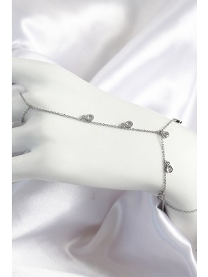 Youday Accessories Pirinç Zirkon Taşlı Sallantılı Damla Model Gümüş Renk Kadın Şahmeran