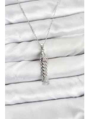 Youday Accessories 316L Çelik Zincir Gümüş Renk Balık Model Zirkon Taşlı Kadın Kolye