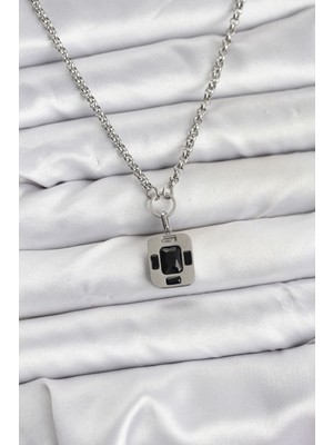 Youday Accessories 316L Çelik Zincir Gümüş Renk Vintage Model Kadın Kolye